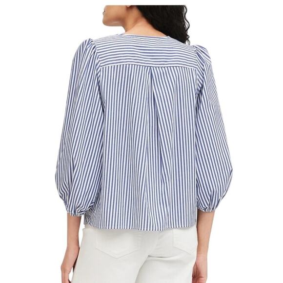 Banana Republic Blue & White Striped Balloon Sleeve Blouse - S (Sold Out!) - Picture 2 of 6